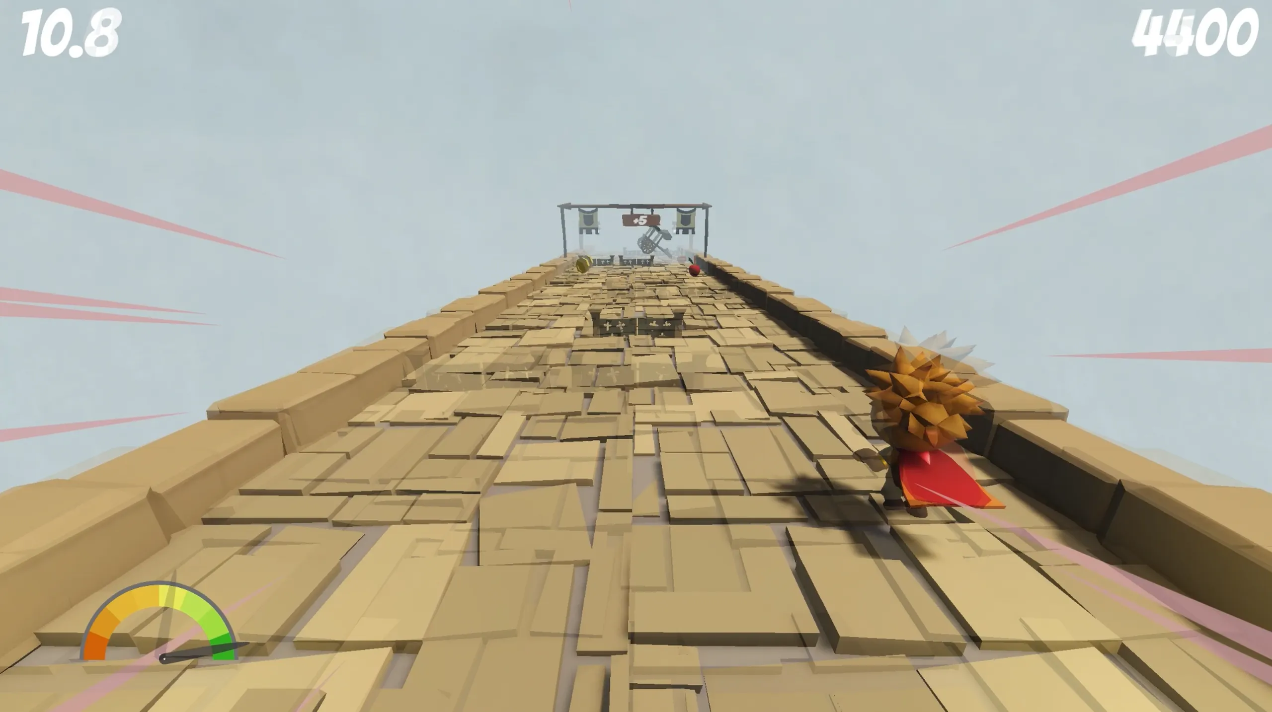 Endless Runner — third-person view during a run: procedurally generated chunks scrolling at full speed
